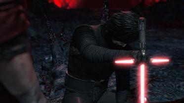 Robeless Kylo Ren's costume and V's lightsaber