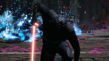 Robeless Kylo Ren's costume and V's lightsaber