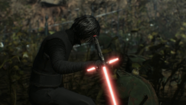 Robeless Kylo Ren's costume and V's lightsaber