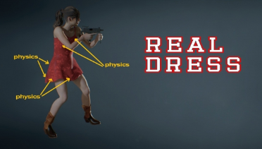 Claire's skirt with physical effects