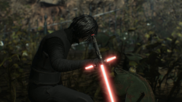 Robeless Kylo Ren's costume and V's lightsaber