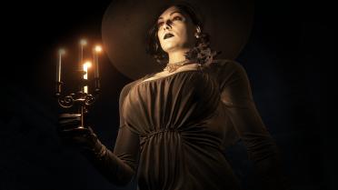 Ms. Alcina makeup (red eyes and black lipstick)