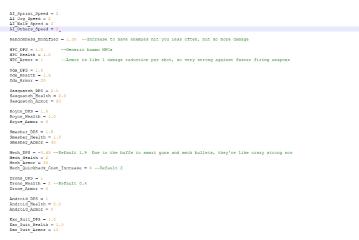 Complete game rebalance