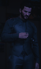 All black suit shirt and vest