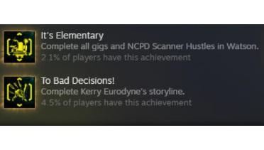 It's Elementary and To Bad Decisions achievements