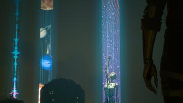 Holographic beam-the light of night city