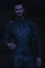 All black suit shirt and vest