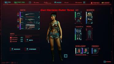 One-piece suit with gun strap (female V)