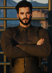 All black suit shirt and vest