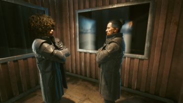 Black leather trench coat