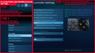 Switch Pro controller button prompt