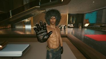 Black leather gloves