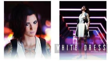 White dress with optional leather case