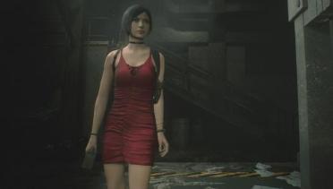 Ada Wong defaults red dress without stockings