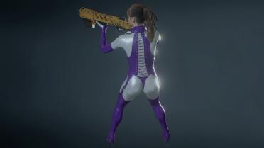 Claire - Latex Tights (Purple Bright Silver)