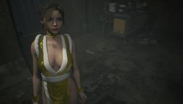Resident Evil 2 Remake Ada as golden sparkling Mai Shiranui