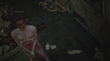 Jill's new leather skirt black and white art