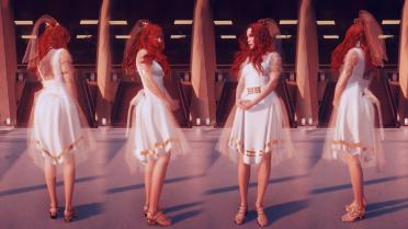 Johnson' s Stuff White Wedding Collection for Female V - Dress - Veil - Gloves - Shoes - Lingerie