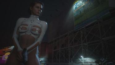 Jill's new leather skirt black and white art