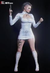 Jill Moto Dress - White Patch