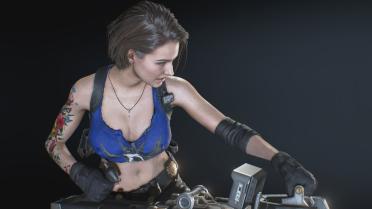 Jill with half shirt and shorts