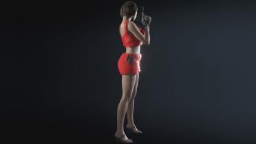 Jill Half Shirt and Shorts (Red)