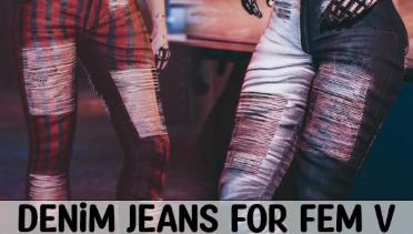 Fem V Ripped Jeans