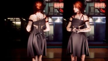 Johnson's Stuff Black Dress Set - Gloves - Necklace