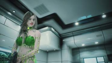 Ada & Claire Green Petal Sexy Long Hair Pearl Dress