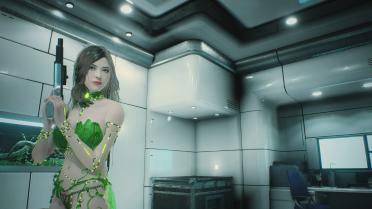 Ada & Claire Green Petal Sexy Long Hair Pearl Dress