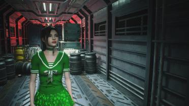 Ada & Claire Elegant Emerald Green Navy Dress