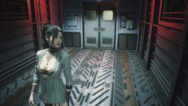 Ada & Claire Sexy Investigator with Black and White Stripes and High Ponytail