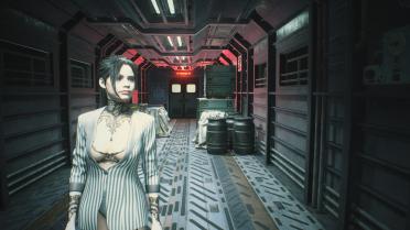 Ada & Claire Sexy Investigator with Black and White Stripes and High Ponytail