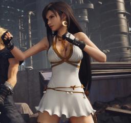 Tifa - White with Gold Dress