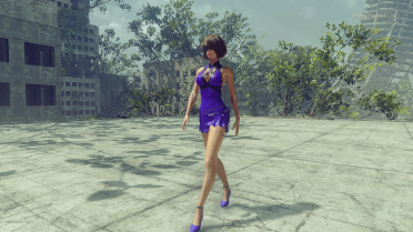 Tifa's Purple Dress as 2B's Revealing Outfit