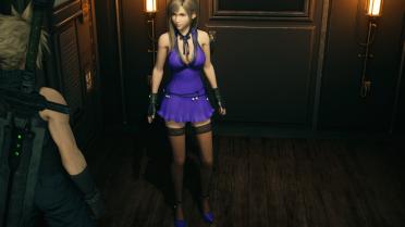 Tifa Black Sheer and Floral Hosiery Options for Purple Dress