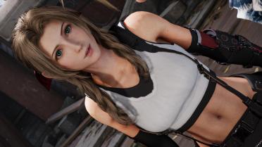 Aerith borrows Tifa's clothes