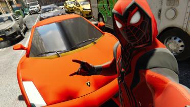 Miles Morales Crimson Cowl Suit