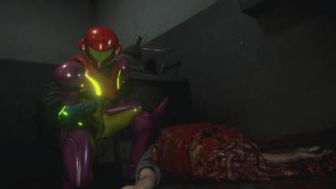 Claire in Samus' Gravity Suit - No Arm Canon