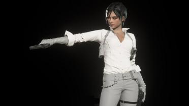 Ada RE6 White Shirt Gray Leather Pants