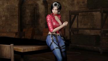 Ada Sexy Red Jeans Suit