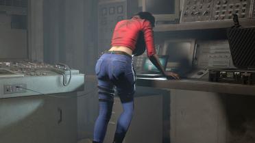 Ada Sexy Red Jeans Suit