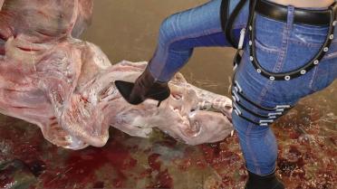 Ada Sexy Red Jeans Suit