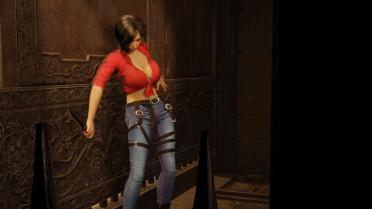 Ada Sexy Red Jeans Suit