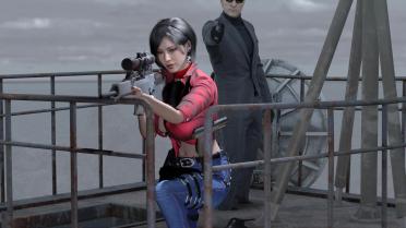 Ada Sexy Red Jeans Suit