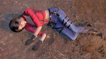 Ada Sexy Red Jeans Suit