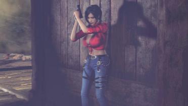 Ada Sexy Red Jeans Suit