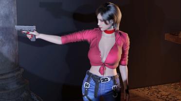 Ada Sexy Red Jeans Suit