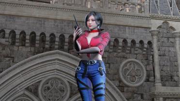 Ada Sexy Red Jeans Suit