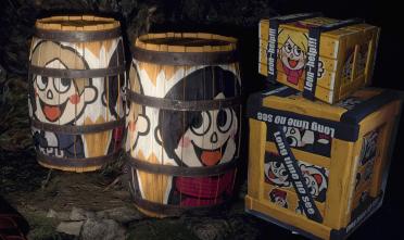 Cartoon Wooden Barrels And Boxes